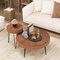 Costway Farmhouse Round CoffeeTable Set of 2 End Table Natural Finish for Living Room Coffee/Natural